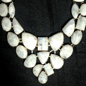Rainbow Moonstone Statement Necklace set in. 925 Silver